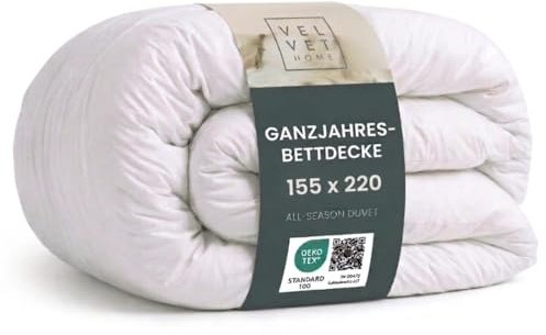 VEL VET HOME Piumino 155x220 cm – piumino quattro stagioni, calore medio, 300 GSM, piumino traspirante in microfibra, adatto per allergici, certificato OEKO-TEX Standard 100