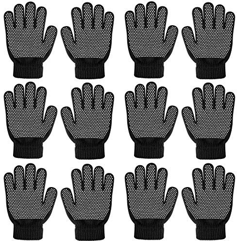 QKURT 6 Paar Kinder Anti-Rutsch-Handschuhe, Winterwarme Stretchhandschuhe Unisex Stretchhandschuhe Vollfingerhandschuhe Winterhandschuhe für Jungen und Mädchen im Alter von 5 bis 8 Jahren