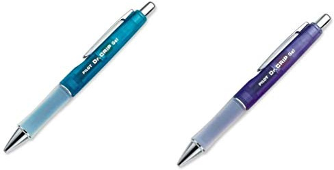 (2) PILOT Dr. Grip Refillable & Retractable Gel Ink Rolling Ball Pen, Fine Point, Purple Barrel, Black Ink (36261) & Blue Barrel, Black Ink, Single Pen (36260)