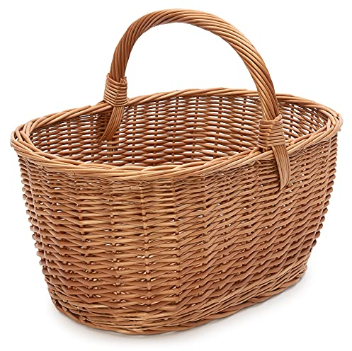 TYSK Design Panier de marché (taille et forme au choix) Panier à provisions / Panier à anses tressé en osier