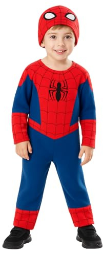 RUBIES – Marvel ufficiale – Costume da bambino classico Spider-Man – 2/3 anni – Costume con tuta + berretto. Per Carnevale, Halloween, Compleanno
