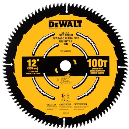 DEWALT Miter Saw Blade, 12 inch, 100 Tooth, Fine Finish, Ultra Sharp Carbide (DWA112100)