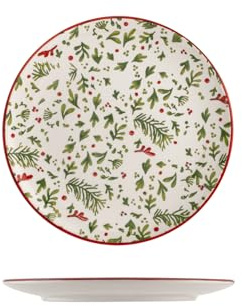 H&H Set mit 6 Weihnachtstellern, Beere, 20 cm