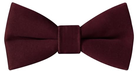 HOULIFE Velvet Bow Tie for Kid – Adjustable Pre-tied Bowtie for Boy Girls, Solid Colour Butterfly Bow Ties for Party Ball Banquet Wedding with Gift Box, Dark Wine Red