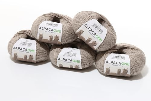 250 Gramm 100% Baby Alpaka Wolle 112m 4-4,5 Nadelstärke Nm 4/9 Strick-Häkel Garn Strickwolle Farbe: Graubeige