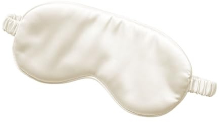 Inphysio Nachtmaske aus reiner Seide - Schlafmaske - Hautfreundlich und komfortabel - Reisemaske - Erholsamer Schlaf - Anti-Falten - Anti-Augenringe - Elfenbein Weiß - 24 x 11,5 cm