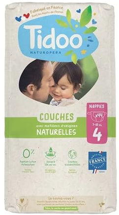 Couches écologiques voile naturel T4 7-18kg, jumbo paquet de 44 couches