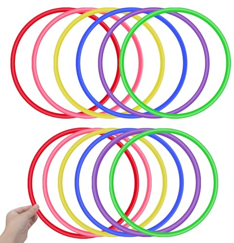 OOTSR 12Pz Anillo de Plástico para Juego de Lanzamiento de Anillos, Juegos de Práctica de Velocidad y Agilidad, Fiesta, Carnaval, Jardín, Juegos al Aire Libre (25 cm)