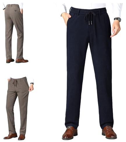 FlexCozy - Pantalones de pana de comodidad definitiva para personas mayores, pantalones rectos de cintura elástica para otoño invierno, azul, XL