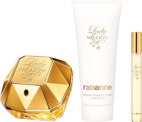 Paco Rabanne Lady Million Eau de Parfum 80ml Gift Set 2024 (Contains 80ml EDP, 100ml Body Lotion and 10ml Travel Spray)