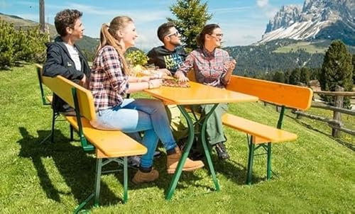 Juego de muebles de jardín de cerveza, juego de carpa plegable con estructura de mesa, espacio para las piernas con respaldo de banco, 1 A, calidad de cervecería con ancho de mesa de 50 cm, longitud