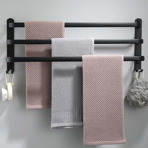 60CM Porte Serviette Salle de Bain, Porte Serviette Murale, Porte Serviette sur Pied Accessoire Salle de Bain, Porte Serviette Salle de Bain sans Percage