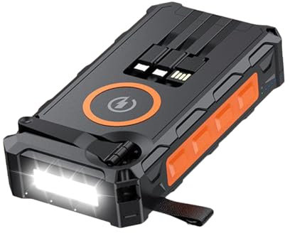 20000mAh Solar Power Bank, Portable Solar Charger with Hand Crank, Large Capacity Fast Charging Phone Charger, Emergencies LED Flashlight, Multipurpose Battery Bank for Outdoor Camping