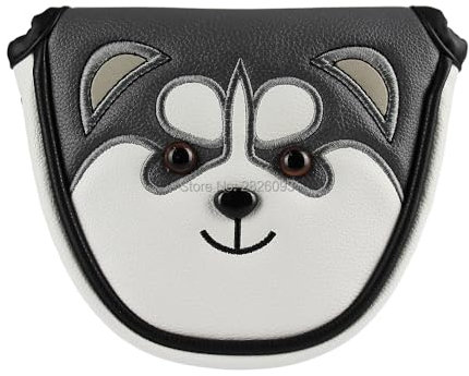 SQIANKUN Golf Couvre Mallet Golf Putter Couvre-Chef en Cuir PU Anti-poussière Belle Husky Animal Couvre-Chef for Putter TêTe De Club