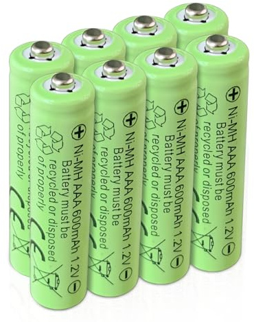 SPMST - Batterie ricaricabili Ni-MH AAA, 1,2 V, capacità 600 mAh, ad alta capacità, adatte per più telecomandi/luci notturne solari, confezione da 8
