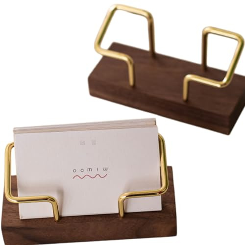 Homeily Personalised Wood Card Holder, Custom Engraved Desk Display Stand