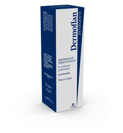 Dermoflan, Detergente in Schiuma Viso e Corpo per Pelle Sensibile e Irritata, Idratante e Lenitivo, Formula Dermatologicamente Testata, Mousse ad azione antibatterica, 150ml