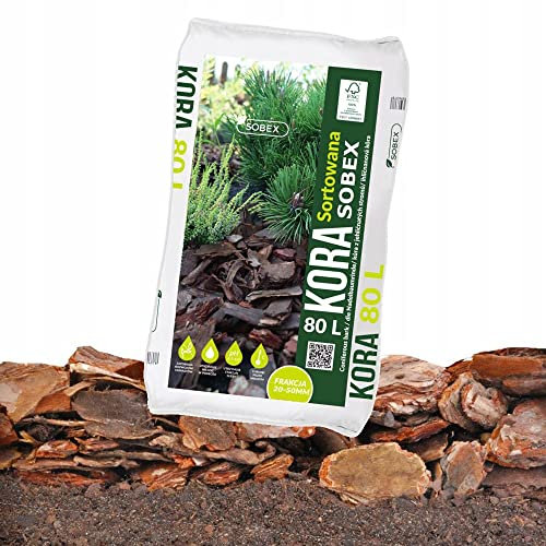 Wooden Bark Chunky Chips Wood Chippings for Garden Landscaping Projects Pure 80L Quality 20-50mm Improves Soil Structure and Helps with Weed Suppression
