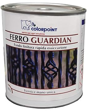 Color Point Ferro Guardian – Vernice Smalto per ferro con antiruggine – Mano Unica – A Rapida Essiccazione 1KG (Bianco RAL 9003)