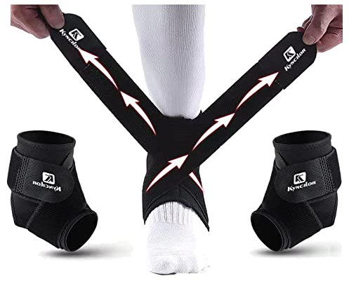 Achillessehne Bandage Ankle Support für Plantarfasziitis KnöChelschoner Brace Elastische Fussgelenk Bandage Socke Einstellbar Klettverschluss Sport Laufen FußBall KnöChelstüTze ( 1 Paar L)