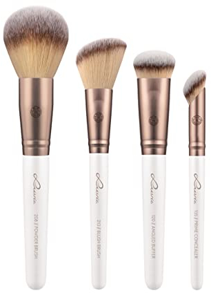 Make-Up Pinselset Luvia, Flawless Face Brush Set, Gesichtspinsel-Set, 4 Vegane Kosmetikpinsel, Schminkpinsel Perl/Coffee