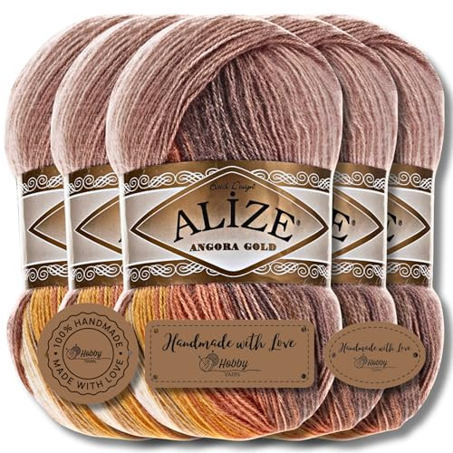 Alize 5 x 100 g Angora guld batik premium ny ull med gradient ull stickgarn baby ull accenter tillbehör för virkning stickade kläder (4741)