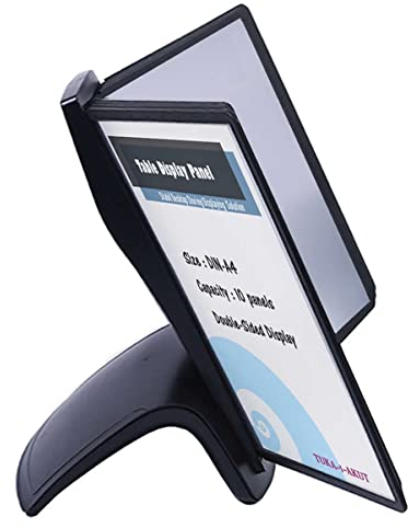 TUKA-i-AKUT Leggio da Tavolo 10 Pannelli Espositivi Formato A4, Sistema di Pannelli di Visualizzazione, Porta Documenti, Leggio Espositore Supporto da Tavolo con 10 Pannelli, Nero TKD8220 Black
