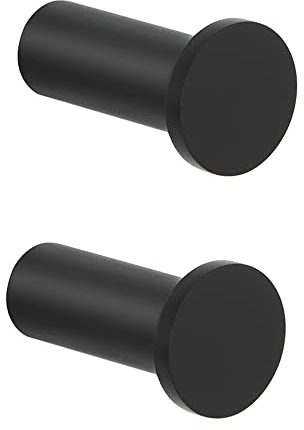 SAYAYO Garderobenhaken Schwarz, Kleiderhaken Wand Haken zum Schrauben Handtuchhaken Edelstahl Wandhaken Garderobe, 2 Stück Kleiderhaken Schwarz für Badezimmer, Küche, Schlafzimmer, EGOY001Y-B-2P