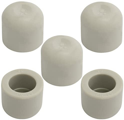 AERZETIX - C66832 - Set di 5 tappi in PPR/polipropilene/ Ø20mm PN25 per tubo acqua - impianto idraulico riscaldamento installazione sanitario sistema di alimentazione raccordo circuito freddo caldo