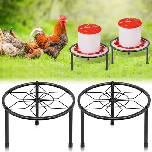 LOTKEY 2-Piece Metal Stand for Chicken Feeder/Waterer, 3-Legged Chicken Coop Accessory, Iron Stand Holder for Chick Feeders, Indoor/Outdoor Use