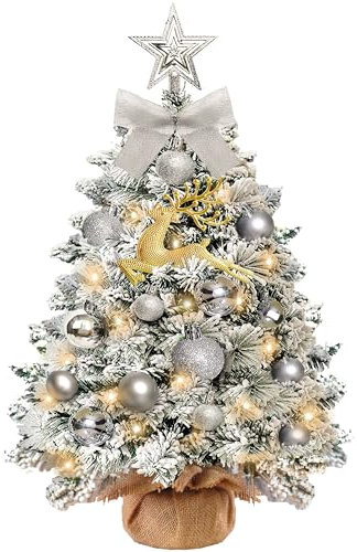 Mini Sapin Artificiel Noel, Lumineux LED 60 cm avec 23 Décorations de Noël à Faire Soi-Même