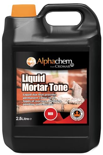 CROMAR AlphaChem Liquid Mortar Tone | Iron Oxide Based Liquid Dye for Permanent Color in Mortar – Rendering – Pointing & Concrete | Red – 2.5KG