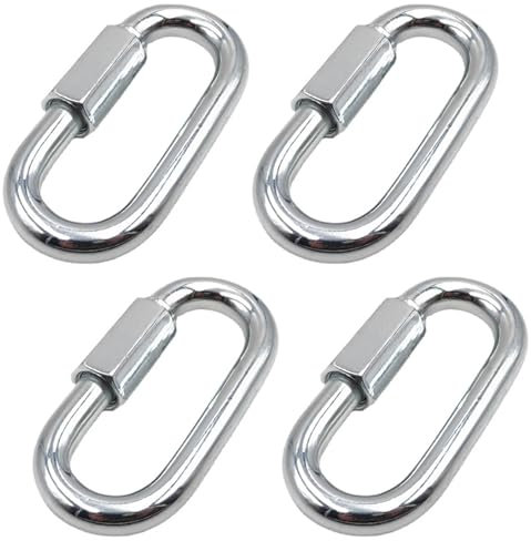 Niuhong 4 Pcs 7 MM Connecteurs Vis Acier Inoxydable Maillon Chaîne Câble Métallique Mousqueton Vis Forme Ovale Connexion Rapide Mousquetons Connecteur Chaîne Voyage Plein Air Camping Randonnée