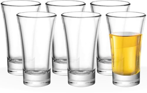 Sicignano | Set Bicchierini Shot Cicchetto Liquore Irlandese in Vetro, 3.4 Cl, Ø4,5x7h cm, Lavabile in Lavastoviglie, Microonde e Freezer (6 Bicchieri)