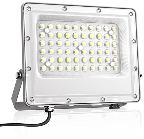 50 W LED-spotlight för utomhusbruk, LED-spotlights, utomhu, 5000 lm, 6500K, kall vit, strålkastare utomhus, IP66, vattentät strålkastare för trädgård, gård, garage