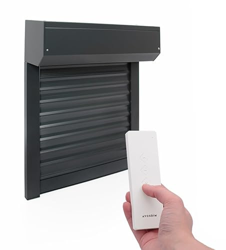 Volet Roulant Electrique Radio Ajustable en Aluminium h215 x l240 cm- Coloris Gris Anthracite (7016) - Montage Facile, pour Baie Vitrée