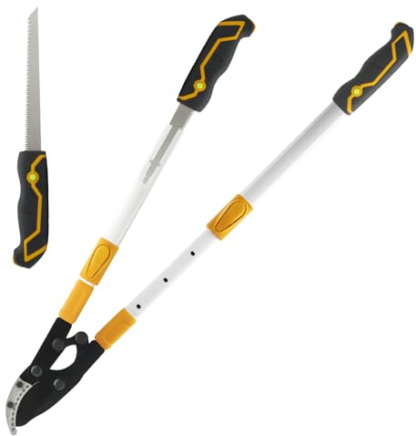 TOOLMAYS Troncarami telescopico con sega manuale da 21 cm | Troncarami da 75-93 cm | Troncarami grande con diametro massimo di taglio 60 mm