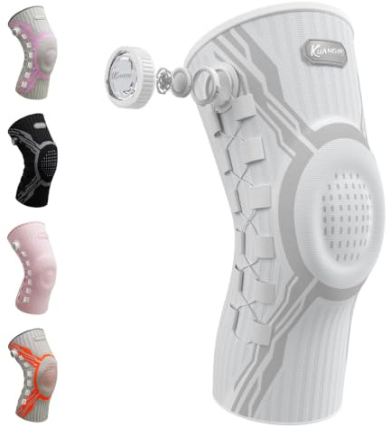 Kuangmi Rodillera con Rueda de Ajuste Giratorio - Alivio del Dolor, Soporte para Deportes (Running, Gimnasio), Rehabilitación y Uso Diario - Largo WRXL