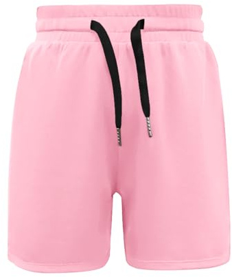 Haloumoning Short d'été pour garçons - Short de sport court pour enfants - Couleur unie - Séchage rapide - Short de course léger - Fente latérale - Pantalon d'entraînement de basket-ball avec taille