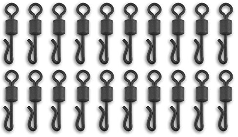 Bank Tackle Quick Change Rig Swivels Sizes 8, 11 and 16 Carp Fishing Terminal Tackle Black (x 20 Pack, Size 8 Standard)