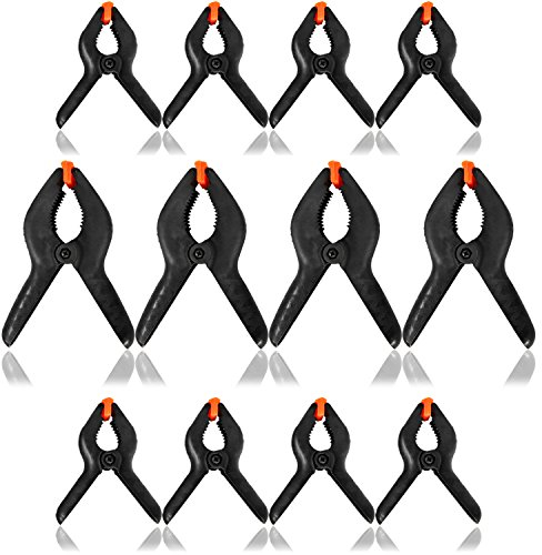 com-four® Juego de 12 piezas de abrazadera de plástico y abrazaderas de pegamento con mordazas de protección móviles