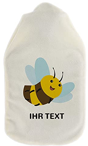 stempel-fabrik – Wärmflasche mit personalisierbarem Bezug – kuscheliger Wärmflaschenbezug mit Wunschtext wie Namen individuell gestalten – Geschenkidee für Kinder & Erwachsene (800 ml | Biene)