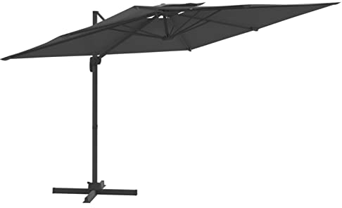 Tidyard Ampelschirm 400 cm, Sonnenschirm mit Doppeldach, Gartenschirm Terrassenschirm Strandschirm Anthrazit 400x300 cm