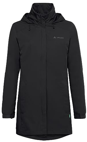 VAUDE Damen Regenjacke Escape Parka, wasserdichter Regen-Parka, atmungsaktiv und winddicht, black, 48