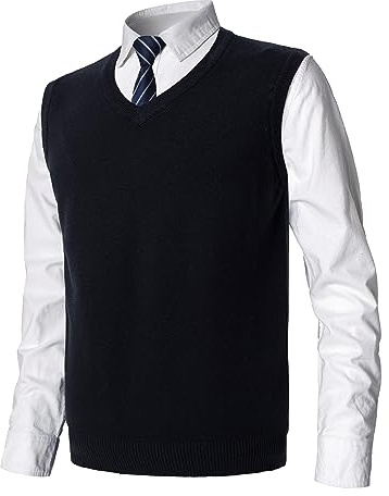 MeiLayM Gilet da Uomo Inverno V-Collo Senza Maniche Gilet con Scollo V Panciotto Maglione Cardigan Canotte Pullunder Smanicato Pullover Misto Scollo Commerciale Maglieria Panciotto