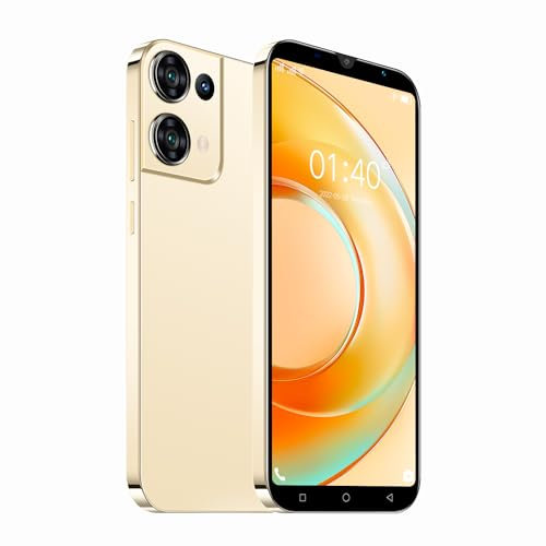 QrZrQ Smartphones Bon marché, 5,0 Pouces, Double Carte Double Caméra, Quad Core, ROM 16GB 【Extensible à 128GB】, Support GPS/WiFi/Bluetooth/FM, Téléphone déverrouillé par Le visag (Rino9-Gold)