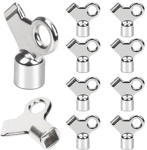 NQEUEPN 10pcs Clé de Purge de Radiateur, Clé de Radiateur en Métal Radiator Bleed Key Alliage de Cuivre Ventilation d'Air Clé de Vidange Radiateur pour Radiateur et Robinet Domestique (Argent)