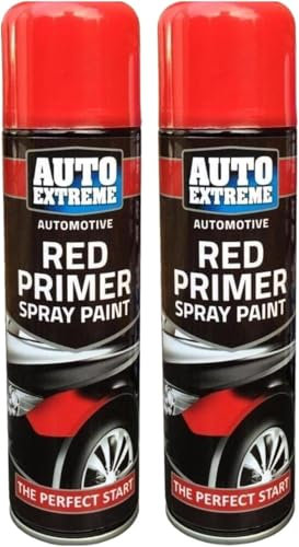 DIOXSTAR All Purpose Red Primer Spray Paint, Long-Lasting Protection, Smooth, Professional Look, Quick-Dry Formula, Easy Application, Interior and Exterior Usage, 250ML (2PCS)