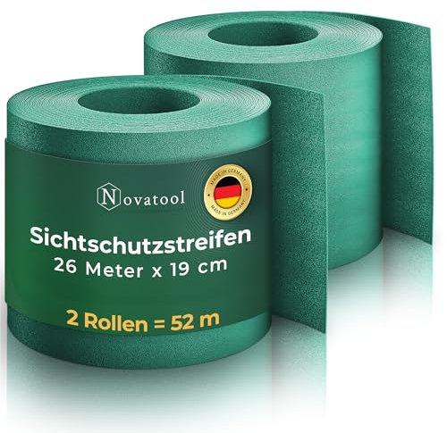 Novatool Rouleaux de 52 m de qualité supérieure - Bandes brise-vue durables pour clôture à double fil - Vert - Pour 20 rangées de nattes - Bandes brise-vue extra stables - Résistance aux UV -