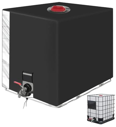 Bache pour Cuve 1000L IBC, Bâche de Protection Solaire, avec Un Film Transparent Bache cuve 1000l Anti UV Noir Protection, Recuperateur d Eau de Pluie 1000 litres - 120 x 100 x 116 cm(Noir)